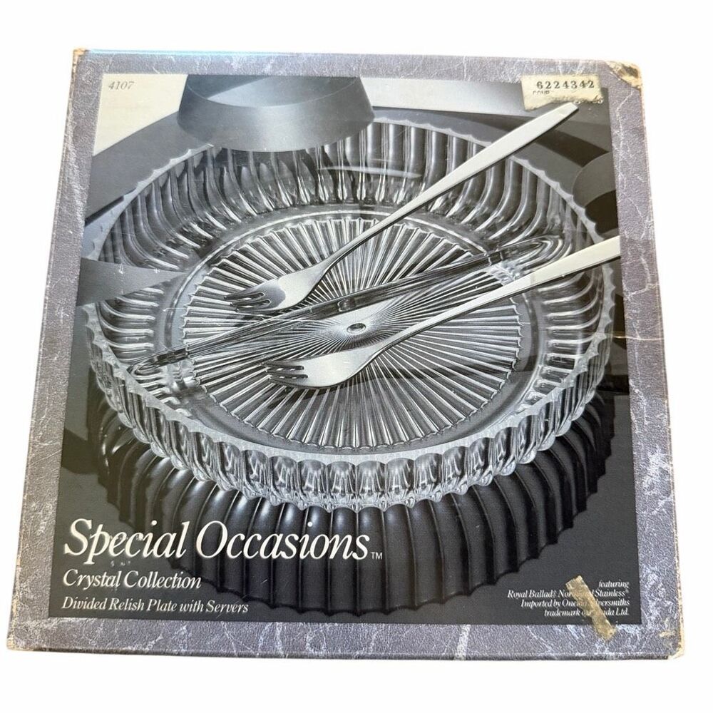 Indiana Glass Special Occasions Divided Relish Plate 4107 Clear 7" Dish Only Box